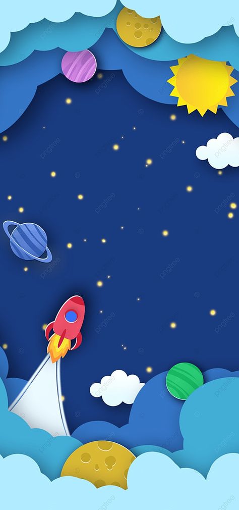 Cute Sun Moon Paper Cut Universe Planet Background Space Border Design, Cute Planets Wallpaper, Cartoon Sky Background, Background Design Cartoon, Dreams Background, Animation Background Design, Cartoon Background Design, Planets Background, Kid Background