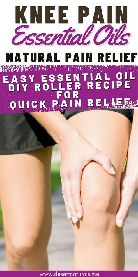 Discover the best essential oils for natural knee pain relief that are perfect for easing inflammation and knee pain. Try this at home natural remedy essential oil roller bottle recipe, massage oil blend, and anti-inflammation recipe designed to target knee pain, sore joints and soothe sore muscles. Perfect for anyone seeking effective, natural solutions for pain management for knee pain such as runners knee and sore joints that really work. Essential Oils For Knee Pain Relief, Essential Oils For Pain And Inflammation, Essential Oils For Muscle Pain, Oils For Pain Relief, Essential Oils For Inflammation, Knee Pain Relief Remedies, Diy Massage Oil, Massage Oil Blends, Essential Oil Roller Bottle Recipes