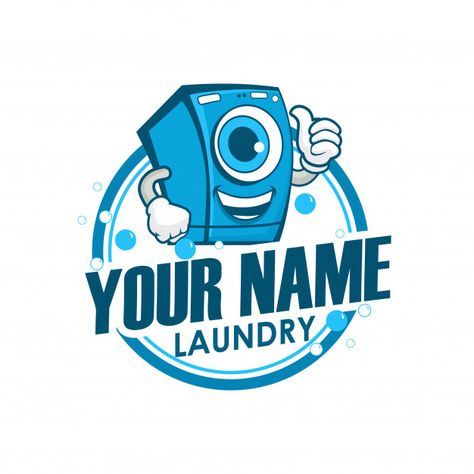 Laundry logo design Premium Vector | Premium Vector #Freepik #vector #background #logo #business #label Laundry Logo Design, Logo Laundry, Laundry Logo, Laundry Icons, Machine Logo, Laundry Business, Iphone Logo, Laundry Shop, Laundry Design