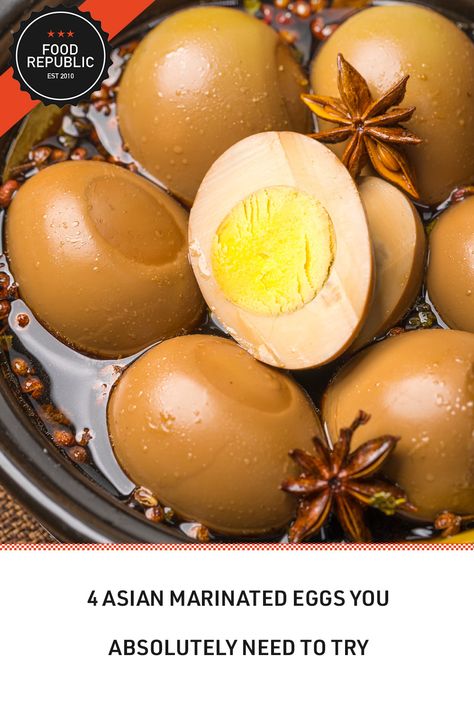 Hard Boiled Egg Marinade, Marinated Hard Boiled Eggs, Marinated Eggs Hard Boiled, Asian Eggs, Marinated Eggs, Peeling Boiled Eggs, Spiced Eggs, Ramen Egg, Cured Egg