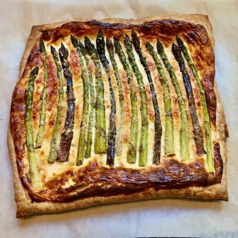 Melissa Clark’s Asparagus, Goat Cheese and Tarragon Tart Asparagus Ricotta, Asparagus Goat Cheese, Ricotta Tart, Asparagus Tart, Pepperidge Farm Puff Pastry, Asparagus Seasoning, Melissa Clark, Puff Pastry Tart, Baked Asparagus