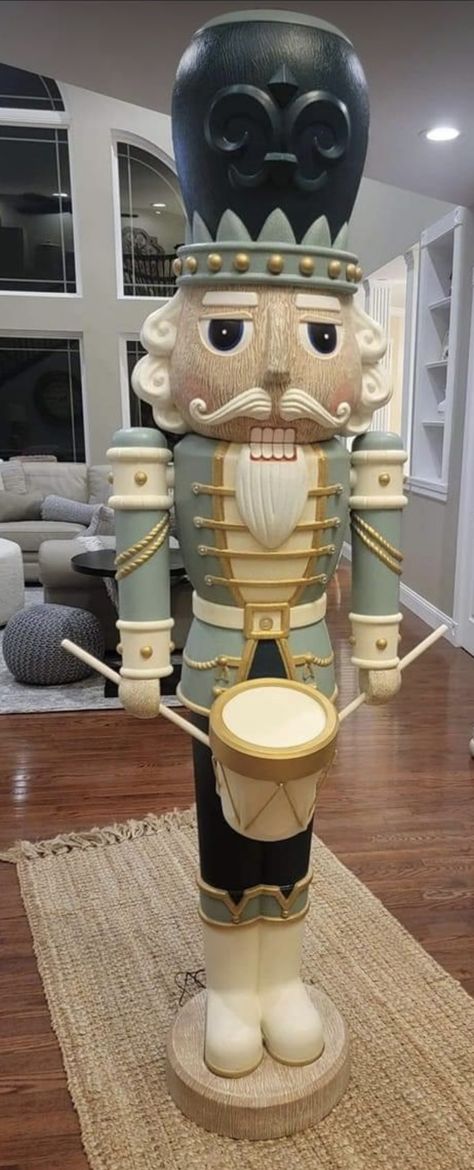 Nut Cracker Painting Ideas, 75 Inch Nutcracker, Painted Walmart Nutcracker, Nutcracker Porch Decor, Nutcrackers Christmas Decoration, Walmart Nutcracker Painted, Walmart Nutcracker Painting Ideas, Front Porch Nutcracker, Walmart Nutcracker Diy