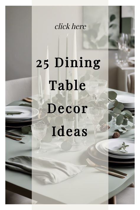 Elegant dining table with candles, greenery, and neatly arranged plates promoting "25 Dining Table Decor Ideas". Dining Room Table Place Settings, How To Decorate Dining Table, Rectangle Dining Table Decor, Dining Table Decoration Ideas, Dining Table Decor Ideas, Dining Table Decorations, Rough Hewn Wood, Table Decoration Ideas, Modern Centerpieces