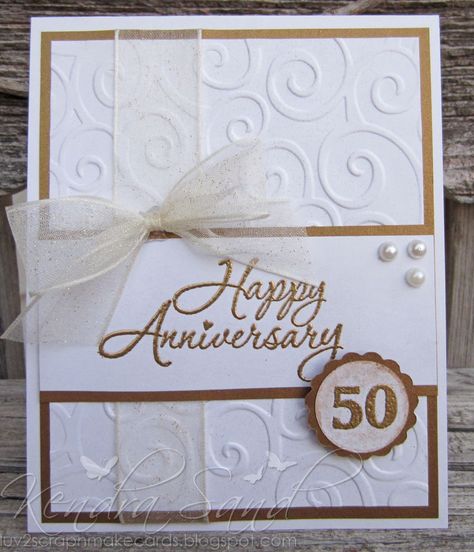 Inspired By Stamping: "50" from the set Fancy Alphabet Kad Perkahwinan, 50th Anniversary Card, 50th Anniversary Cards, Happy 50th Anniversary, Kraf Kertas, Anniversary Cards Handmade, Happy Anniversary Cards, Embossed Cards, Wedding Anniversary Cards