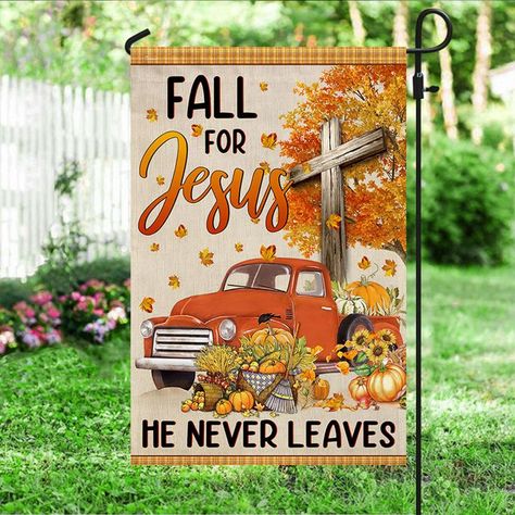 Thanksgiving Flag, Christian Flag, Fall For Jesus, Halloween Garden Flag, Housewarming Decorations, Cross Flag, Unique Flags, Halloween Garden, Outdoor Flags