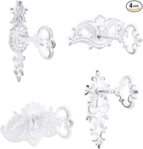 Amazon.com: AuldHome Shabby Chic Hooks, Key-Shaped (Set of 4); Lock & Key Style Rustic Wall Hooks for Coats, Towels, Bathroom, Entryway and More: Home Improvement Hang Kitchen Towels, Rustic Wall Hooks, Coat Rack Hooks, Shabby Chic Decor Bedroom, Towels Bathroom, Cast Iron Hooks, Chic Bedroom Decor, Over The Door Hooks, Robe Hooks