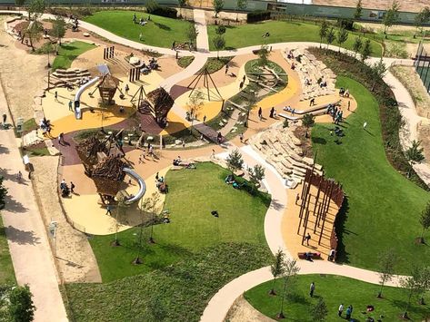 Park Landscape Design, City Playground, Oak Cladding, Cool Playgrounds, Berkeley Homes, Adventure Playground, Kids Play Spaces, Glamping Resorts, Park Landscape