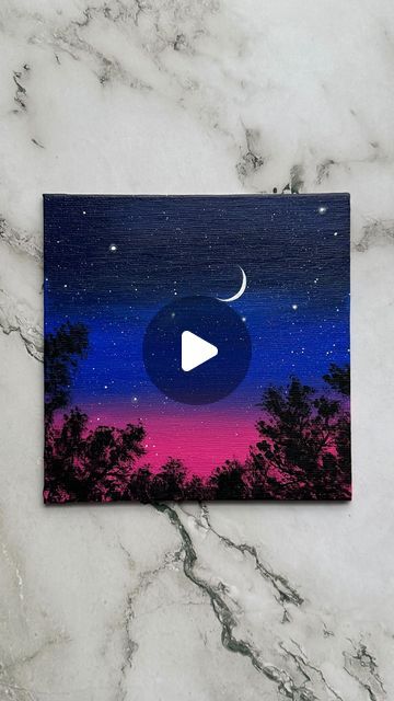 How To Paint Starry Night, How To Paint Stars, Night Sky Painting Easy, Forest Painting Easy, Night Sky Canvas Painting, Night Sky Art, Sky Art Painting, Night Sky Painting, Sky Painting