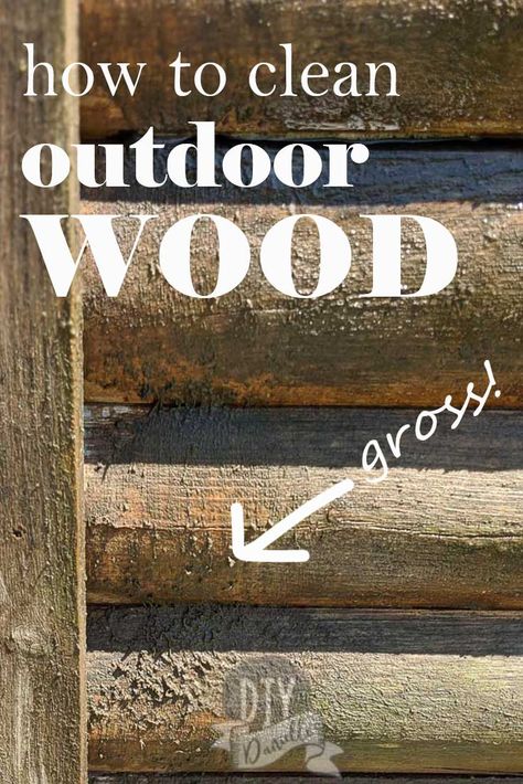 Clean your wood deck, playhouse, or fence with this easy to make DIY wood cleaner. Great for removing dirt, mildew and more! YUCK!  #DIY #cleaning #outdoors Diy Wood Cleaner, Diy Cleaner, Wood Playhouse, Deck Cleaner, Wood Decks, Diy Wood Stain, Wood Cleaner, Outdoor Wood Furniture, Wood Exterior Door