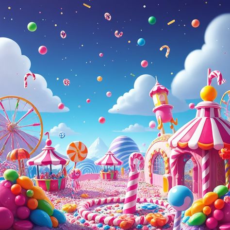 Candy Land Background, Candy City, Land Background, Gum Drops, Colorful Candy, Candy Land, Game Art, Slots, Places To Visit