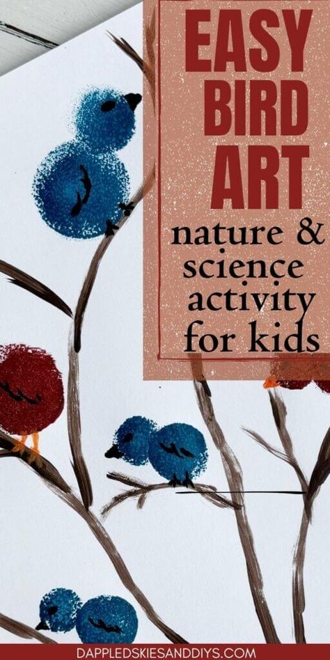 This simple art project using craft sponges allows kids to paint birds and learn cool science and nature facts in the process. Click to check it out! Winter Birds Art for Kids / Blue Bird Art for Kids Preschool Bird Crafts, Bird Art Projects, Bird Art For Kids, Winter Bird Art, Paint Birds, Nature Facts, Birds For Kids, Bird Craft, Cool Science