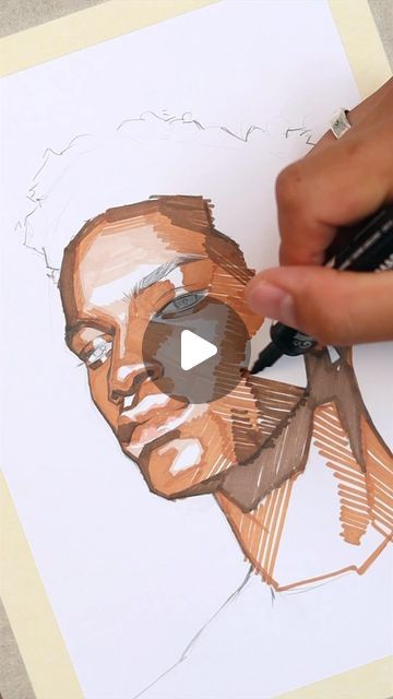 Marker Portrait Drawing, Alcohol Marker Portrait, Drawing Ideas Alcohol Markers, Touch Markers Drawing, Alcohol Marker Tutorial, Drawing With Alcohol Markers, Alcohol Marker Drawings, Marker Portrait, Copic Marker Drawings