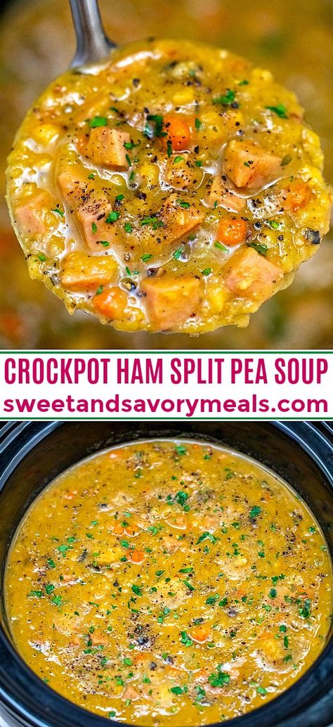 Ham Split Pea Soup Crockpot, Pea Soup Crockpot, Ham Split Pea Soup, Split Pea Soup Crockpot, Yellow Split Pea Soup, Soup Crockpot, Split Pea Soup Recipe, Crockpot Soup, Crockpot Ham