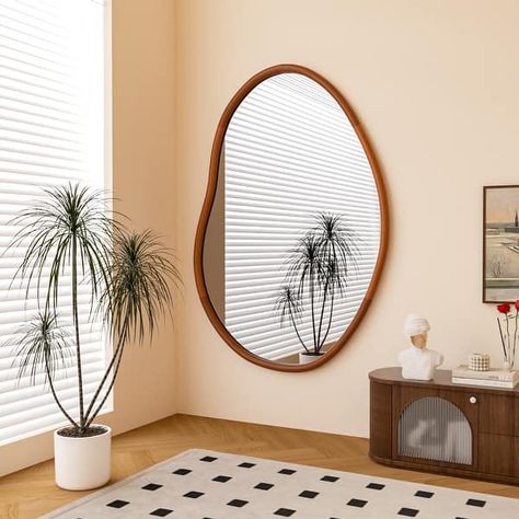 Asymmetrical Decorative Wall Mirror Irregular Wood Frame - Bed Bath & Beyond - 40752073 Asymmetrical Wall, Decorative Wall Mirror, Traditional Mirrors, Large Wall Mirror, Mirror Design Wall, Wall Accent, Wood Framed Mirror, Wood Wall Mirror, Vanity Decor