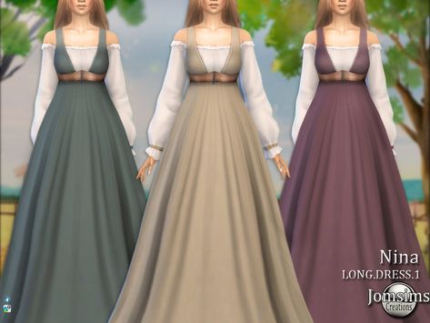 jomsims' Nina farmer long dress1 Sims 4 Cc Clothes Historical, Sims 4 Commoner Cc, Sims 4 Cc Maxis Match Historical, Sims 4 Mods Medieval, Sims 4 Cc Medieval Headdress, Medieval Clothing Sims 4 Cc, Sims 4 Long Dress Maxis Match, Sims 4 Farmer Clothes, Medieval Dress Sims 4 Cc