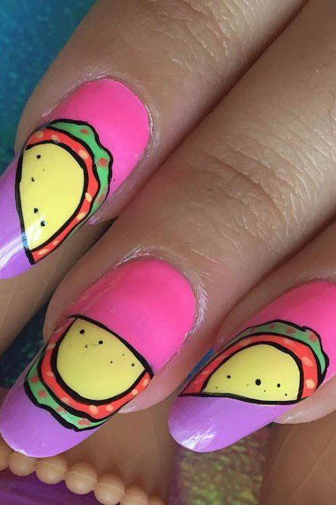 Taco Nail Art, Taco Nails, Cancun Trip, Personalized Stuffed Animals, Nails For Kids, Stylish Nails, You Nailed It, Hair And Nails, Tacos