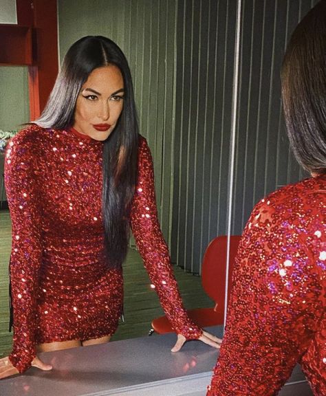 Nikki And Brie Bella, Brie Bella, Bella Twins, Wwe Womens, Brie, Wwe, Twins, High Neck Dress, Long Sleeve Dress