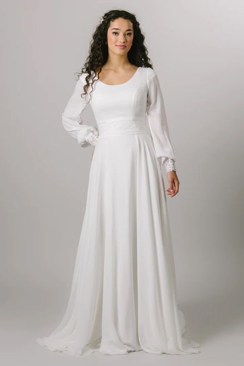 Lds Temple Dress, Simple Bridal Gowns, Modest Bridal Gowns, Modest Bridal, Simple Bride, Temple Dress, Modest Wedding Dress, Modest Bridesmaid Dresses, Lace Cuffs