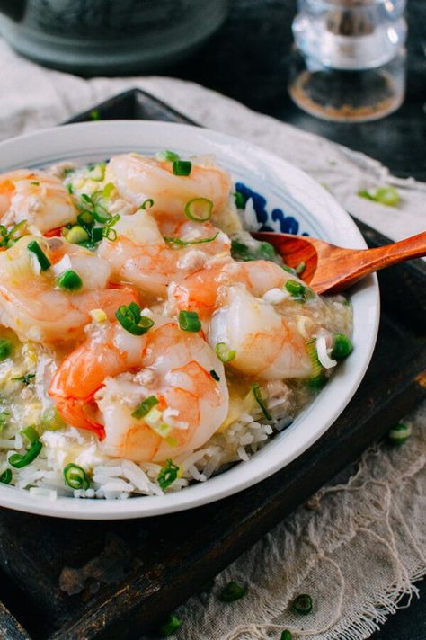 Shrimp with Lobster Sauce - Chinese Takeout Style - The Woks of Life Roast Pork Fried Rice, Chinese Shrimp Recipes, Shrimp With Lobster Sauce, Chinese Shrimp, Lobster Sauce, Shrimp And Eggs, Recipe Shrimp, Wok Of Life, Woks Of Life