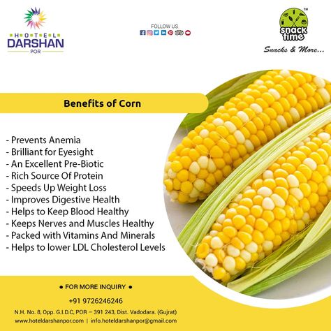 Benefits of Corn  #Foodfact #Hotel #Darshanpor #SnackTime #Restaurant #Vadodara #Chinesefood #NorthIndianfood #Breakfast #Sandwich #Pizza #Cutlets #Burger #GujaratiNasta #SouthIndianDishes Corn Benefits, Health Benefits Of Corn, Corn Health Benefits, Camper Food, Food Benefits, Health Heart, Lower Ldl Cholesterol, Fruit Benefits, Nutrition Health