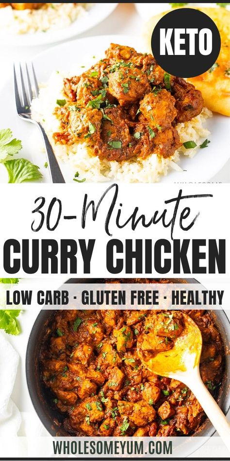 Coconut Curry Chicken: A Keto Low Carb Curry Recipe High Protein Chicken Curry, Curry Seasoned Chicken, Rotisserie Chicken Coconut Curry, Low Sodium Curry, Low Sodium Curry Chicken, Chicken Curry Recipe No Coconut Milk, Quick And Easy Low Carb Recipes, Chicken Curry No Coconut Milk, Indian Low Carb Recipes