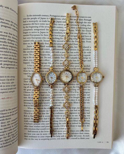 A different watch for each day 🎀 #vintage #vintagewatches #vintageinspired #dainty #goldwatch Vintage Watches Women Gold, How To Make A Watch, Dainty Gold Watch Vintage, Cute Gold Watch, Vintage Watches Women Aesthetic, Vintage Dainty Watch, Vintage Gold Bracelets, Dainty Watches For Women, Vintage Watch Aesthetic