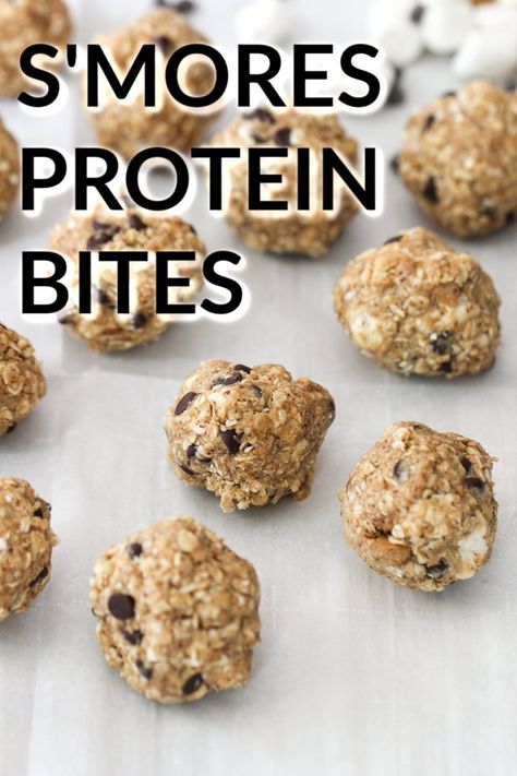 S'mores Protein Bites | Six Sisters' Stuff Smores Protein Bites, Smores Protein Balls, How To Eat More Protein, Protein Bites Recipe, Protein Balls Recipes, Bite Size Snacks, Healthy Afternoon Snacks, Healthy Protein Snacks, Six Sisters Stuff