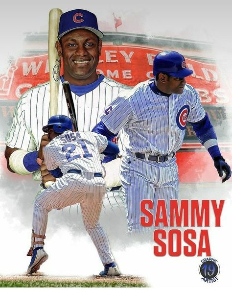 Dominican People, Cubs Game Aesthetic, Sammy Sosa, Cubs World Series 2016, Kc Royals Baseball, Baseball Legends, Griffey Jr, Chicago Cubs Baseball, Baseball Art