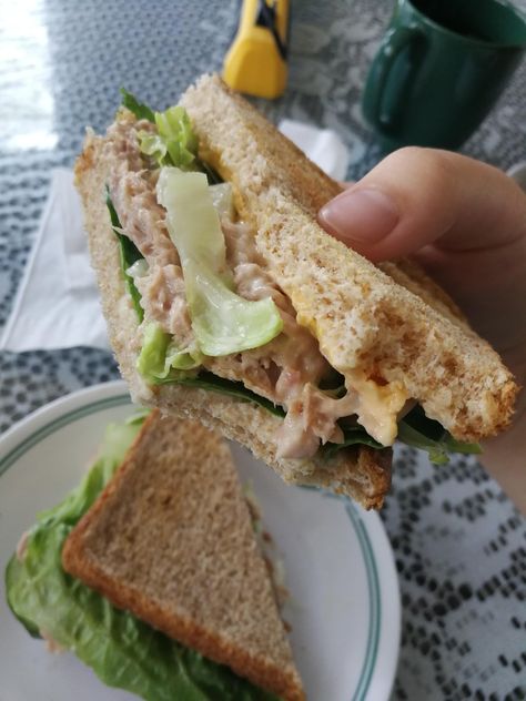 [I Ate] Tuna Sandwich with lettuce cucumber mayo and cheese! Tuna Mayo Sandwich, Mayo Sandwich, Tuna Mayo, Healthy Food Menu, Tuna Sandwich, Cheese Food, Fav Food, Healthy Food Dishes, Food Babe