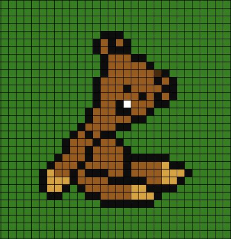 A pixel art template of the cartoon Teddy from Mr Bean. Mr Bean Pixel Art, Phineas And Ferb Pixel Art, Easy Pixel Art Anime, Teddy From Mr Bean, Pixel Drawing Easy, Minecraft Pixel Art Grid, Pixel Art Grid Easy, Pixel Art Hard, Pixel Art Pattern Easy