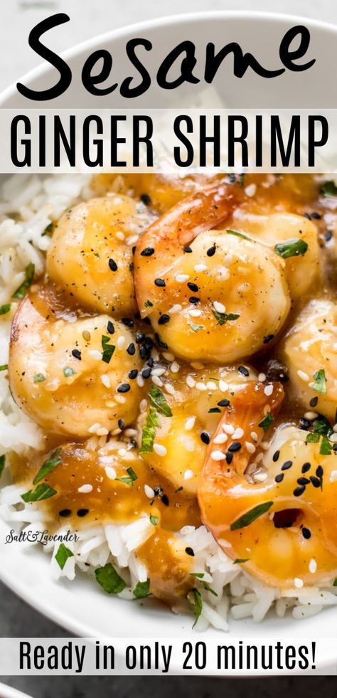 Shrimp Recipes Easy Dinners, Ginger Shrimp, Shrimp Pasta Recipes Easy, Shrimp And Rice Recipes, Grilled Shrimp Recipes, Shrimp Recipes Healthy, Sesame Ginger, Shrimp Recipes For Dinner, Shrimp Recipes Easy