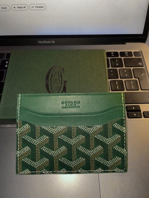 goyard green card holder Green Goyard Card Holder, Goyard Aesthetic, Goyard Luggage, Goyard Card Holder, Swag Hats, Ferrari Enzo, Bf Gifts, Handbag Essentials, Leather Accessory