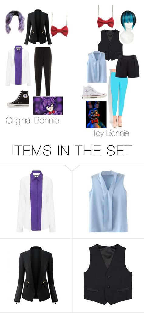 Fnaf the bonnies cosplay by lefty24 on Polyvore featuring art Bonnie Halloween Costume Fnaf, Casual Fnaf Cosplay, Spring Bonnie Costume, Bonnie Inspired Outfits Fnaf, Bonnie Cosplay, Chica Inspired Outfits Fnaf, Outfits With Vest, Toy Bonnie, Fnaf Cosplay