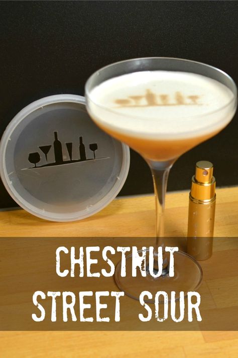 Chestnut Street Sour This delicious chestnut and amaro cocktail is made with homemade Chestnut orgeat and a secret ingredient that makes it unbelievably silky smooth. Amaro Cocktails, Xmas Cocktails, Cocktail Inspiration, Cocktail Recipes Whiskey, Craft Cocktail Recipe, Liqueurs Recipes, Cocktail Bitters, Tiki Drinks, Cocktail Garnish