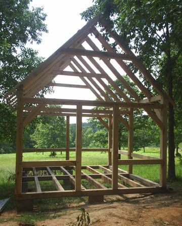 Timber Frame Plans, Small Barn House, Timber Frame Cabin, Farm Style House, Cottage Interior Design, Cottage Porch, Homes Ideas, Prefab Cabins, Frame Store