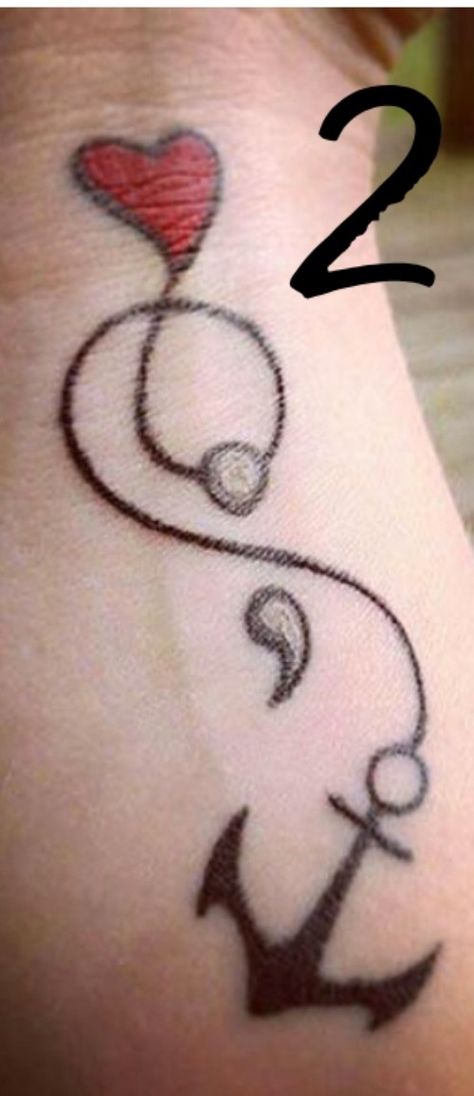 Anchor and heart string colon mark tattoo Semi Colon, Mark Tattoo, Anchor Tattoo, Beach Landscape, Tat Ideas, Infinity Tattoo, Tatting, Tattoo Ideas, Tattoos