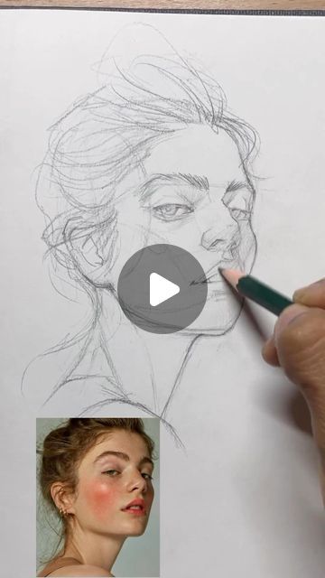 ART & STUDIO on Instagram: "Perfect 👌  Artist @hassaneart  📩 Features & Promos via DM  #artstudio_post #artstudio #artstudios #drawing #portraitstudy #pencilportrait #sketching #sketchbookdrawing #artreel #reelart #sketchinstadaily #igreels #asmr #facedrawing" Portrait Sketching Tutorial, Sketch Portrait Tutorials, Free Sketch Drawings, Easy Portrait Sketch Simple, Step By Step Portrait Drawing, How To Draw A Girl Face, Easy Portrait Drawing For Beginners, How To Paint Portraits, How To Paint A Portrait