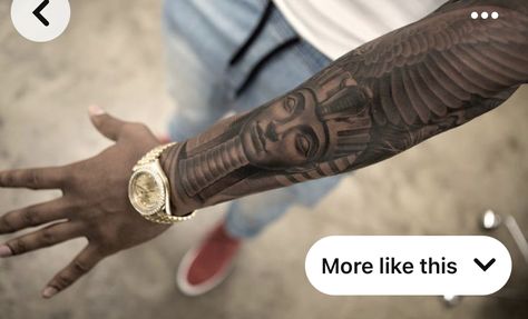 Egyptian Sleeve, African Warrior Tattoos, Pharaoh Tattoo, African Sleeve Tattoo, Nefertiti Tattoo, Egyptian Tattoos, Dark Skin Tattoo, Inspiring Tattoos, Africa Tattoos