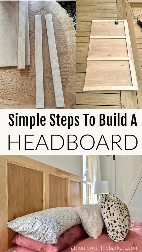 Build Headboard Diy Projects, How To Hang A Headboard On The Wall Diy, Board And Batten Headboard Diy, Easy Wooden Headboard Diy, King Size Wall Mounted Headboard, Diy Floating Headboard Ideas, Diy Headboard Ideas With Lights, Wall Headboard Ideas Diy Wood, Headboard With Mirror Ideas