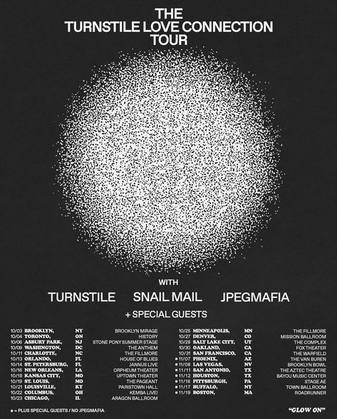 TURNSTILE on Instagram: “TLC PART 2: TICKETS ON SALE THURSDAY 10am” Turnstile Poster, Band Tour Poster, Glam Slam, Tour Poster, Asbury Park, Love Connection, Album Cover Design, Music Centers, Music Posters