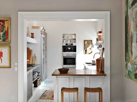 Nordic-Bliss-Scandinavian-Style-white-home-tower-rustic-tiles-kitchen Small Open Kitchen And Living Room Tiny Spaces Breakfast Bars, Breakfast Bar Small Kitchen, Small Scandinavian Kitchen, Peninsula Seating, Small Kitchen Countertops, Kitchen Pass, Small White Kitchens, Kitchen Peninsula, Scandinavian Kitchen Design