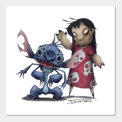 Lilo and Stitch Zombies -- Choose from our vast selection of art prints and posters to match with your desired size to make the perfect print or poster. Pick your favorite: Movies, TV Shows, Art, and so much more! Available in mini, small, medium, large, and extra-large depending on the design. For men, women, and children. Perfect for decoration. Lilo And Stitch Tattoo, Lilo And Stitch Merchandise, Disney Horror, Stitch Tattoo, Belle And Beast, Dark Disney, Horror Movie Art, Woody Toy Story, Fullmetal Alchemist