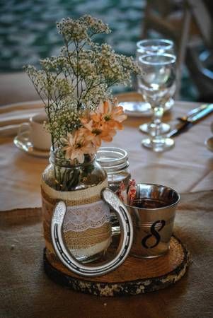 Horse Shoe Party Decorations, Useful Centerpieces, Horse Shoe Centerpiece Ideas, Horse Shoe Wedding Centerpieces, Rancho Centerpieces, Horse Shoe Table Numbers, Vaquero Centerpiece Ideas, Western Party Centerpieces Diy, Horse Shoe Centerpieces