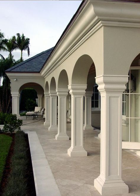 COLUMNS AND PILASTERS - CGA Stone House Pillars Columns Exterior, Outdoor Pillar Design, Decorative Pillars Columns, Exterior Column Design Ideas, Pillers Designs, Mediterranean Columns, House Column Design, Column Design Exterior Architecture, Exterior Column Design