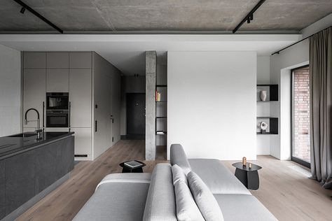 Industrial Minimalist Interior, Industrial Style House, Airplane Interior, Contemporary Loft, Concrete Interiors, Industrial Home Design, Interior Ceiling Design, Loft Interior Design, Industrial Minimalist