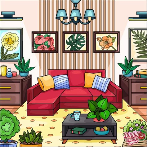 Science Lab Decorations, Living Room Cartoon, Living Room Illustration, Indian Houses, House Cartoon, Interior Design Drawings, Cartoon House, Fashion Illustrations Techniques, Preschool Arts And Crafts