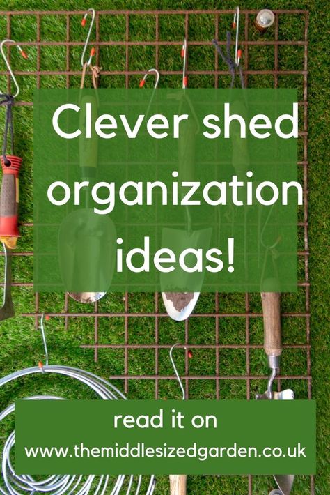 Garden Shed Wall Decor, How To Hang Garden Tools, Potting Shed Shelving Ideas, Potting Shed Storage, Potting Shed Design, Hanging Tools In Shed, Inside A Garden Shed, Hanging Garden Tools On Wall, Shed Storage Hacks