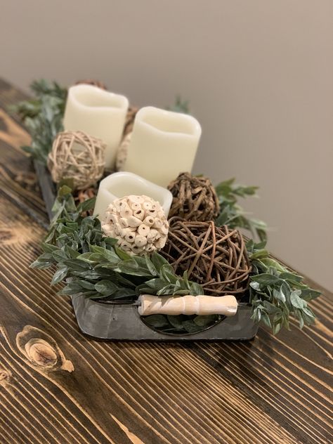 Long Metal Tray Decor Ideas, Bowl Filler Ideas, Candle Vase Extra Large Fillers, Candle Tray Decor, Hobby Lobby Island Vase, Wood Tray Centerpiece Target, Dough Bowls With Mercury Glassornaments, Table Tray Decor, Decorative Bowl Filler