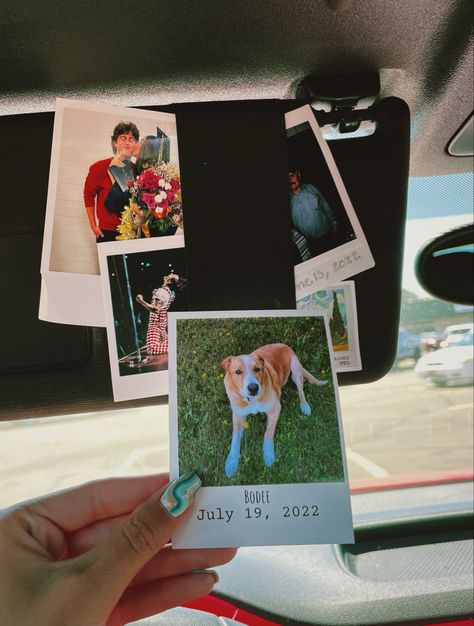 Polaroid In Car, Car Polaroid, Efforts Matter, Car Deco, The Bell Jar, Car Ideas, Picture Hanging, Car Gadgets, Car Stuff