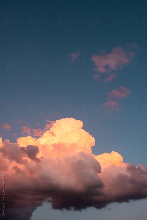 Download this high-resolution stock photo by VERA LAIR from Stocksy United. Clouds At Sunset, Cumulus Clouds, Sky Pictures, Cloud Wallpaper, Cloud Painting, Pretty Sky, Sky Art, To Infinity And Beyond, Sky And Clouds